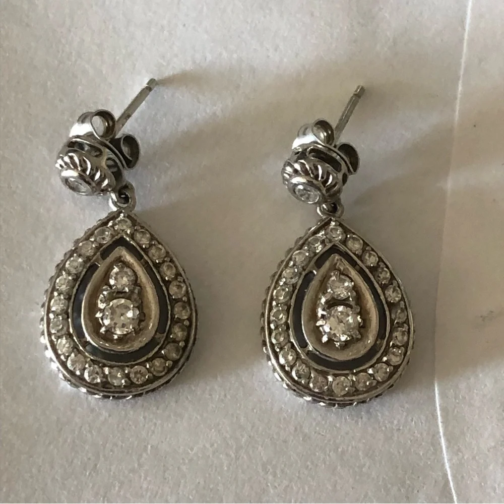 Sterling Silver and Cubic Zirconium Teardrop Earrings
